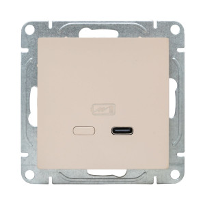 Механизм розетки USB-С, быстрая, кремовый Эпика EKF UP1-SOI-USBCF