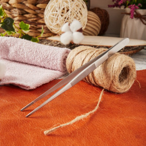 Пинцет прямой, рифленый 155мм ПРОФИ 12-0365