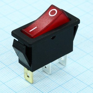 R49-5BRBET2-G, Выключатель клавишный с подсветкой 16А 250В ON-OFF 3 Pin -красный-