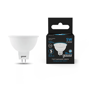 Лампа MR16 12V 5W 530lm 6500K GU5.3 LED 1/10/100 201505305