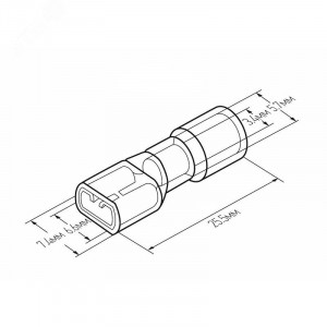 Клемма плоская полностью изолированная термоусаживаемая РПи-м-т 6.0-(6.3)/РпИм-т 6-7-0,8 гнездо 6.6 мм 4-6 мм2 желтый 08-0654