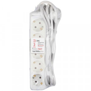 Удлинитель Россия U-5e-3m-3x1,5 Удлин-ль c заземл., 5гн, 3м, ПВС, 3х1,5мм2, 16А Б0044038