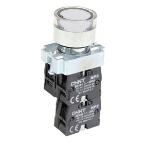 Кнопка управления NP2-BW3161 плоская, белая, 1НО, AC/DC230В(LED), IP40 (R) 575692