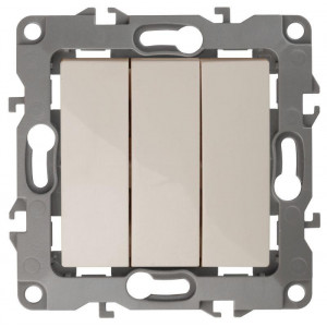 12-1107-02 Выключатель тройной, 10АХ-250В, IP20, 2, слоновая кость (10/100/3200) Б0014670