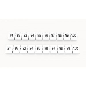Маркировка (в кассетах) ZB8-10P-19-15Z(H), Кассета с маркировочными шильдиками, для клемм сечением 6 мм.кв., верхняя, 10 шильдиков, нанесенные символы: 91...100, с вертикальным расположением, размер шильдика: 7,45 x 10,7 мм, цвет: белый