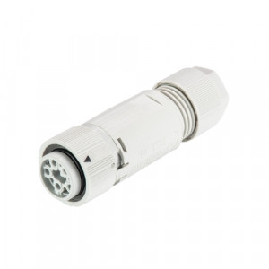 Розеточный разъем на кабель RST16I5 S B1 ZW3 GL, Розеточный разъем на кабель диаметром 7,1-13 мм, 5 полюсов, тип фиксации провода: винтовой, номинальные характеристики: 250/400V, 16A, цвет корпуса: белый, цвет контактной вставки: белый, серия RST MINI