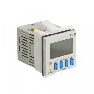 Таймер UID 51 AC 110-240V, Многофункциональный счетчик импульсов, с 5 входными и 7 выходными функциями для диапазона напряжений или фиксированного напряжения питания, входное напряжение: 100 – 240 V AC, 1 переключающий контакт, коммутируемое напряжение: 230/30 V AC/DC, коммутируемы