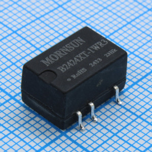 B2424XT-1WR3, Преобразователь DC/DC мощность, Вт: 1 вход 24В выход 24В 42мА изоляция 1500В КПД 80%