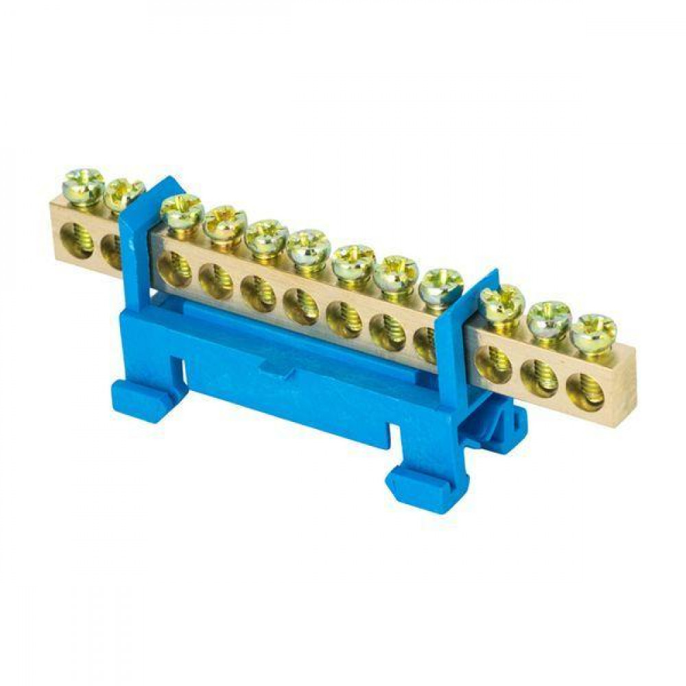 Изображение товара Шина нулевая PROxima 6х9мм 12 отверстий латунь DIN-рейка