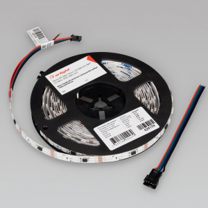 Лента SPI-B60-10mm 12V RGB-PX3-BPT (12 W/m, IP20, 5060, 5m) 039179, Светодиодная лента SPI-B60, открытая IP20, с микросхемой MT16703. Светодиоды 5060, 60 шт/м (300 шт на 5 м), 1 pixel = 3 LED, обход битого пикселя - BPT, белая плата, скотч 3М. Цвет RGB, угол 120°. Питание 12 В, мощность 12 Вт/м (60 Вт на 5 м)