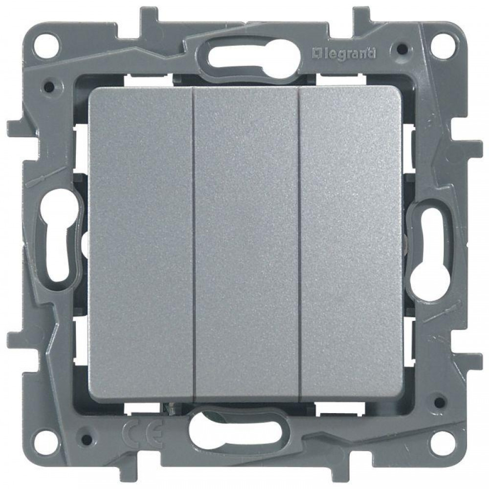 Изображение товара Выключатель 3-кл. СП Etika Plus 10А IP20 250В винтовые зажимы алюминиевый