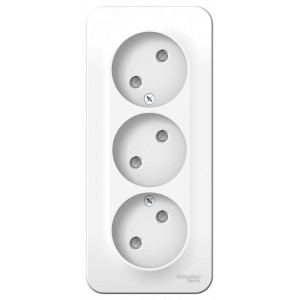 Розетка 3-м ОП Blanca 16А IP20 250В без заземл. защ. шторки с изолир. пластиной бел. SE BLNRA001311