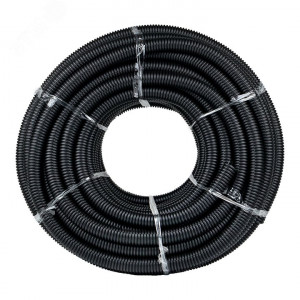 Труба гофр. ПНД с протяжкой d32 мм (25 м) черная Plast tpnd-32-25m