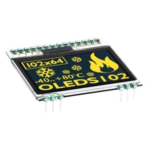 EA OLEDS102-6LGA, Светодиодные дисплеи и принадлежности Graphic OLED Yellow 102x64 w/o glass