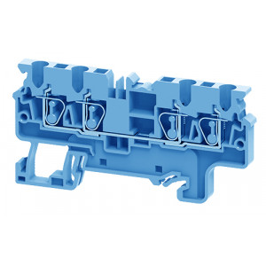 Проходная клемма CX2.5/4BU, Проходная клемма, 4 точки подключения, тип фиксации провода: пружинный, номинальное сечение: 2,5 мм кв., 24A, 1000V, ширина: 5 мм, цвет: синий, тип монтажа: DIN35