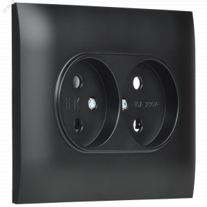 SKANDY Розетка 2-местная без заземления без защитных шторок 10А в сборе SK-R10Bl черный IEK SK-R20-10-K02-F