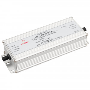 Блок питания ARPV-LG24150-PFC-A (24V, 6.25A, 150W) 030015, Источник напряжения с гальванической развязкой для светодиодных изделий. Входное напряжение 100-240 VAC. Выходные параметры: 24 В, 6.25 А, 150 Вт. Встроенный PFC >0.98. Герметичный алюминиевый корпус IP 67. Рабочая температура -40…+70C?. Габаритные размер