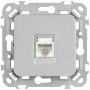 FLITE Розетка компьютерная RJ45 категория 6 UTP РК6-1-0-ФлА алюминий IEK FI-K12-2-K47