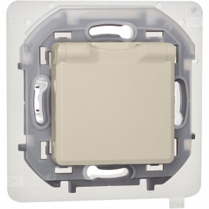 Розетка 1-м СП Inspiria 16А IP44 250В 2P+E защ. шторки с крышкой немецк. стандарт механизм сл. кость Leg 673741