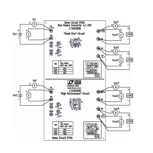 DC679A, Средства разработки интегральных схем (ИС) управления питанием LT3463EDD - Dual Output Converter, Vin =