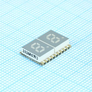 KCDA02-107, 2-х разрядный сегментный дисплей smd 5,08мм/желтый/590нм/5.6-15мкд/ОА