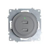 Розетка USB 2-м СП Florence 16А IP20 с подсветкой механизм сер. (1E10351302) 2260091