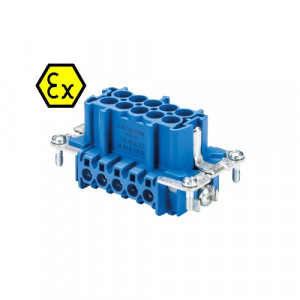 Вилочная контактная вставка EX STS 10 2,5 09IA AU, Вилочная контактная вставка взрывозащищенного разъема REVOS Ex, Size 10, винтовая фиксация, с защитой провода, 10 полюсов + РЕ, 90 V, до 16 A, тип покрытия контактов: золото