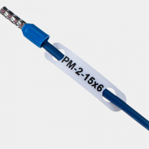 Маркер продеваемый PM-2-15x6 W белый (уп. 2500 шт.), Продеваемый маркер, для провода сечением 2,5 мм кв., диаметром до 3,9 мм, размер 15х6 мм, цвет белый, в упаковке 2500 маркеров