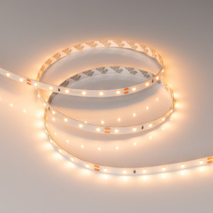 Лента RT-A60-8mm 24V Warm2400 (7.2 W/m, IP20, 2835, 5m) 028541(2), Светодиодная лента RT-A60, открытая. Светодиоды 2835, 60 шт/м (300 шт на 5 м), белая плата, ширина 8 мм, скотч 3M. Цвет ТЁПЛЫЙ 2400 K, цветопередача CRI>85, угол 120°. Питание 24V, мощность 7.2 Вт/м (36 Вт на 5 м). Размеры 5000x8x1.5 мм. Мин. отрезок 100