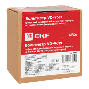 Вольтметр VD-961s цифровой на панель 96x96 (квадратный вырез) однофазный в коротком корпусе EKF PROxima VD-961s