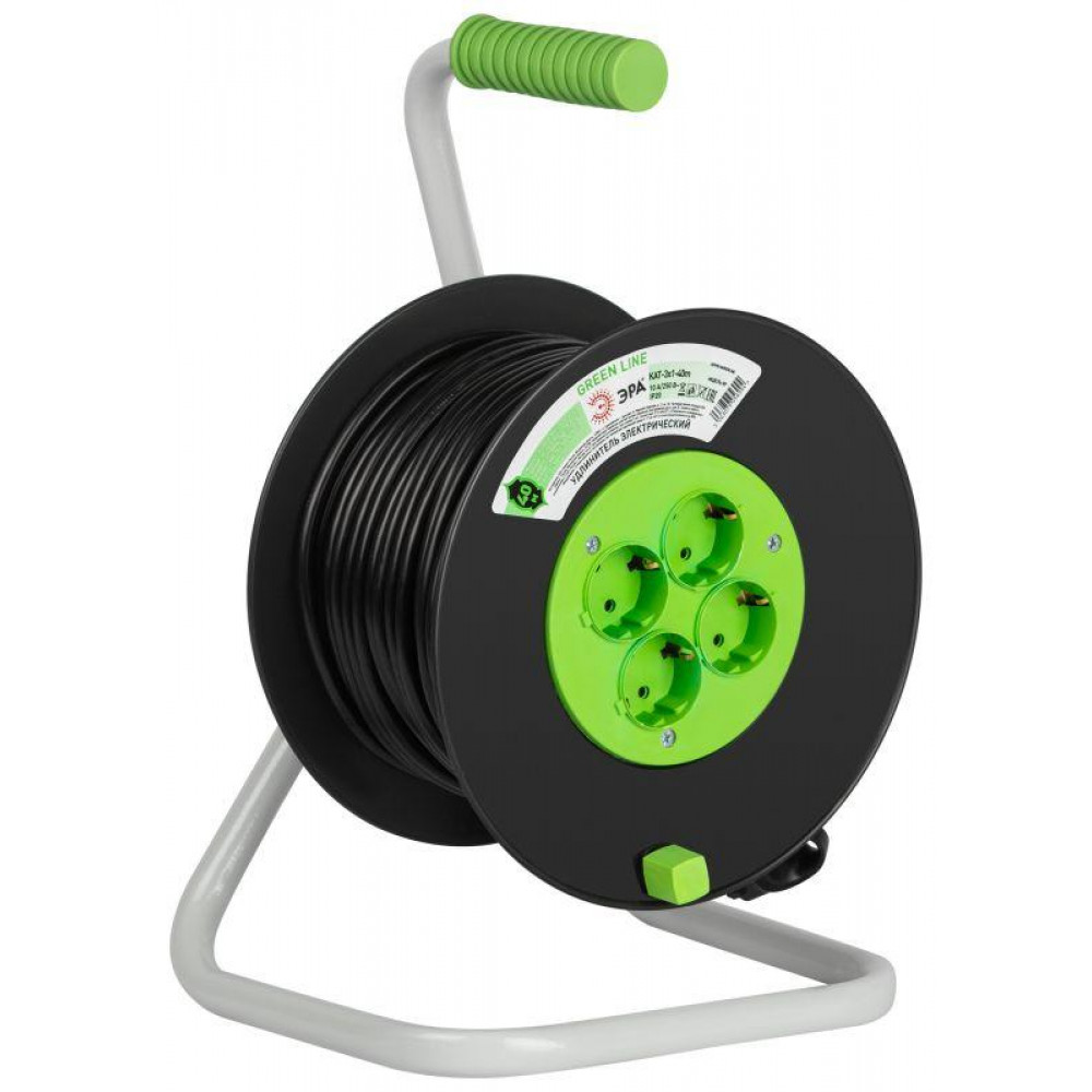 Изображение товара Удлинитель на пластиковой катушке 40м с заземлением Greenline KAT-3x1-40m