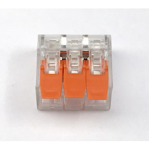 Клемма CM-221-2P, Клеммная колодка, 2 полюса, рычажковый зажим провода, сечение провода: 0.2 - 4 мм кв., номинальные характеристики: 450 V; 32 A; цвет прозрачный