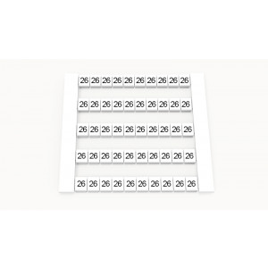 Маркировка (в кассетах) DEK6-50P-19-16Z(H), Кассета с маркировочными шильдиками, для клемм сечением 4 мм.кв., боковая, 50 шильдиков, нанесенные символы: 26, с вертикальным расположением, размер шильдика: 5,8 x 5,5 мм, цвет: белый