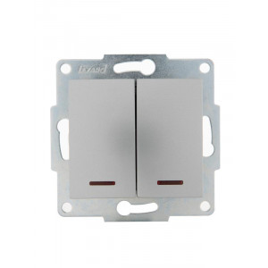 Выключатель 2-кл. 1п СП Karina 10А IP20 с подсветкой механизм матов. серебр. 707-4388-112