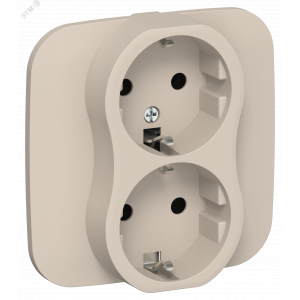 FLITE Розетка 2-местная с заземлением без защитных шторок безвинтовое крепление 16А в сборе РС12-1-А-ФлЛ льняной IEK FI-R21A-16-1-K88