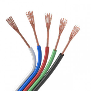 Шлейф питания ARL-22AWG-5Wire-CU 031701, Шлейф для питания и управления мультицветными (RGBW) светодиодными лентами. 5 проводников, калибр проводника 22AWG, сечение проводника 0.31 мм2, проводник из луженой меди, внешняя оболочка из ПВХ белого, синего, красного, зелёного и чёрного цветов