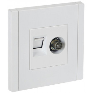 FORTE&PIANO Розетка двойная TV+RJ45 кат.5E FP236 белый IEK FP-AK20-1-K01