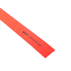 Термоусаживаемая трубка ТУТ нг 25/12,5 красная в отрезках по 1м PROxima tut-25-r-1m