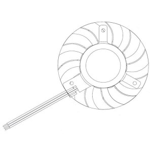 EFB0612HHAF99, Вентиляторы постоянного тока DC Mixed Flow Frameless Fan, 56x10.7mm Round, Ball Bearing, 3 Lead Wires, Locked Rotor Sensor, Tachometer