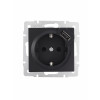 Розетка 1-м СП Vesna с заземл. с заряд. устройством USB механизм черн. бархат 742-4288-181