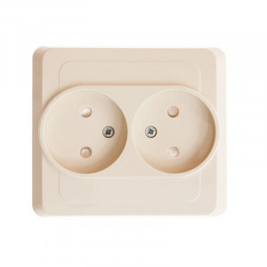 Розетка 2-м СП Этюд 16А IP20 250В без заземл. защ. шторки крем. SE PC16-006K