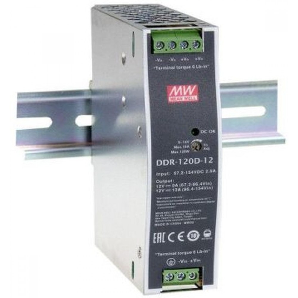 Изображение товара П industriales преобразователь DC/DC DDR-120A-48 120 Вт на DIN-рейку производство MEAN WELL