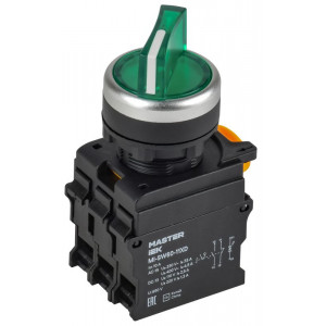 Переключатель с подсв. 2 полож. 1NO+1NC зел-ный MASTER IEK MI-SW60-11XD-3-14-2-K06