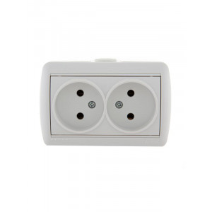 Розетка 2-м ОП Nata 16А IP20 без заземл. керамика бел. 710-0200-128