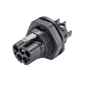 Разъем RST20I4S S1 M01V SW, Вилочный разъем в панель, М25, IP68(69k), 4 полюса, винтовая фиксация провода, номинальные характеристики: 250/400V, 20A, цвет: черный, серия RST Classic