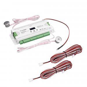 Контроллер лестничный SMART-STEP-32-2S-SUF (5-24V, 32x1A, SPI) 033122, Контроллер для подсветки ступеней лестниц. Питание DC 5-24V, 32 выходных ШИМ канала для одноцветных лент, ток нагрузки 32х1А. Две группы цифровых выходов SPI (TTL) для SPI RGB ленты, всего 2х960 пикселей. Поддерживает управление до 32 ступеней. OLED диспл