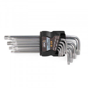 Набор ключей TORX КТ-9 (Т10-Т50) серия KBT-PROFESSIONAL, предназначен для монтажа крепежных изделий с внутренним профилем TORX, в том числе и в антивандальном исполнении, в наборе 9 ключей с типоразмерами Т10/T15/T20/T25/T27/T30/T40/T45/T50
