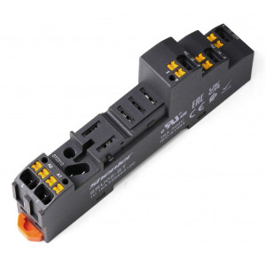 Колодка для реле SRU05-ST, Колодка для реле, 1 группа переключающих контактов, push-in фиксация провода, монтаж на DIN рейку, 300V, 10A, для реле серий: RFT, с возможностью установки (поставляется отдельно): пластик. фикс. SR20T, марк. шильд. SR2P, модуль AMD