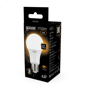 Лампа светодиодная Black 12Вт A60 грушевидная 3000К тепл. бел. E27 1150лм 102502112