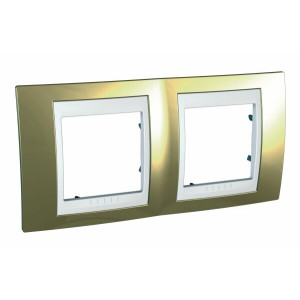 UNICA ХАМЕЛЕОН РАМКА 2-постовая, горизонтальная, БЕЛЫЙ/ ЗОЛОТО MGU66.004.804